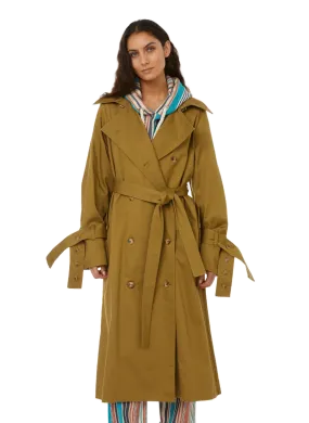 BENJAMIN BENMOYAL  Long cotton poplin trench coat - Green