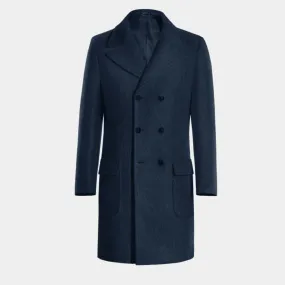 Blue Long Double-Breasted Coat