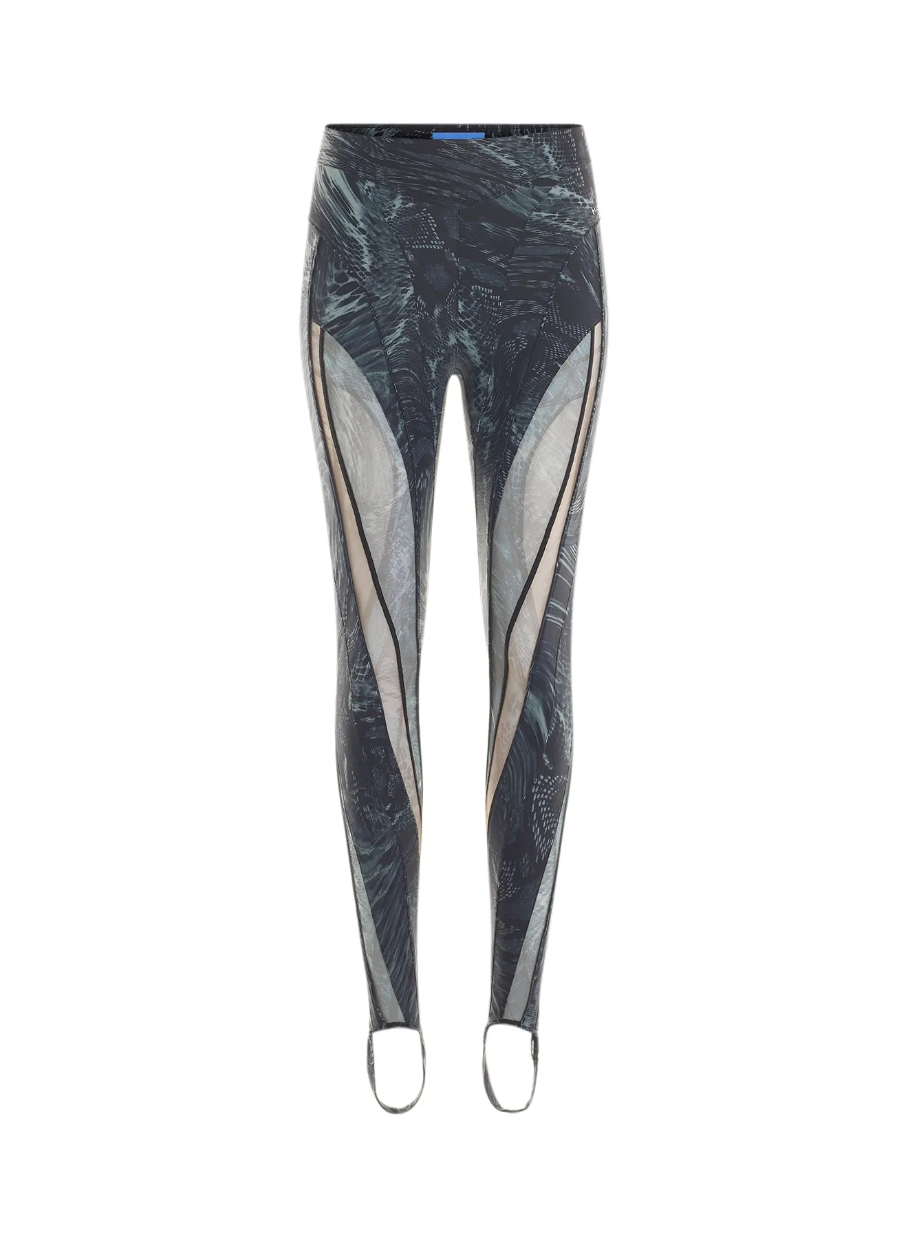 blue snake printed spiral leggings