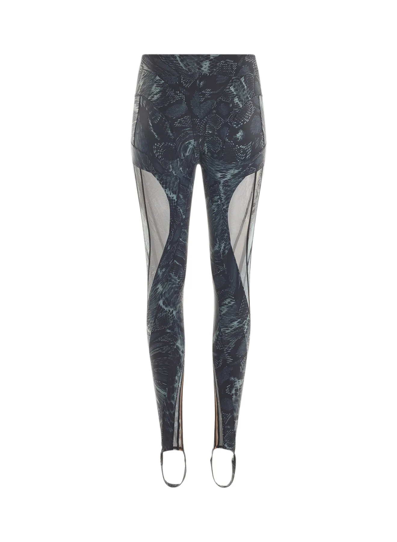 blue snake printed spiral leggings