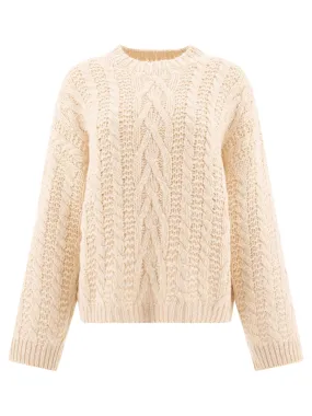 Cable-Knit Sweater Knitwear Beige