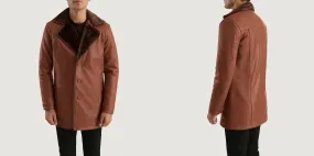 Cinnamon Brown Leather Fur Coat