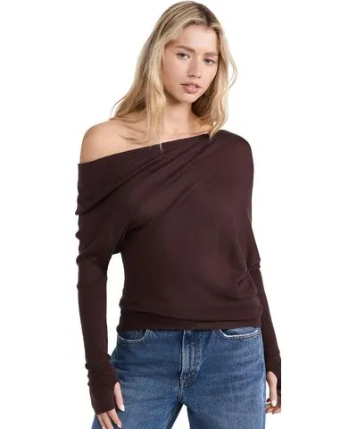 Enza Costa Tissue Cashmere Slouch Sweater Brown L