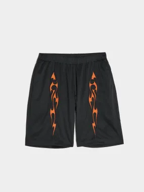 Flame Mesh Shorts, Black