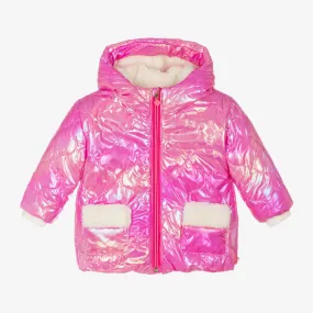 Girls Metallic Pink Quilted Coat