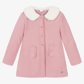 Girls Rose Pink Knitted Coat