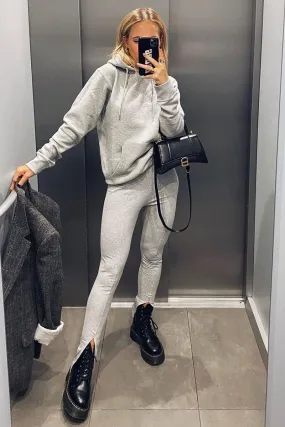 Grey Front Split Leggings - Polly