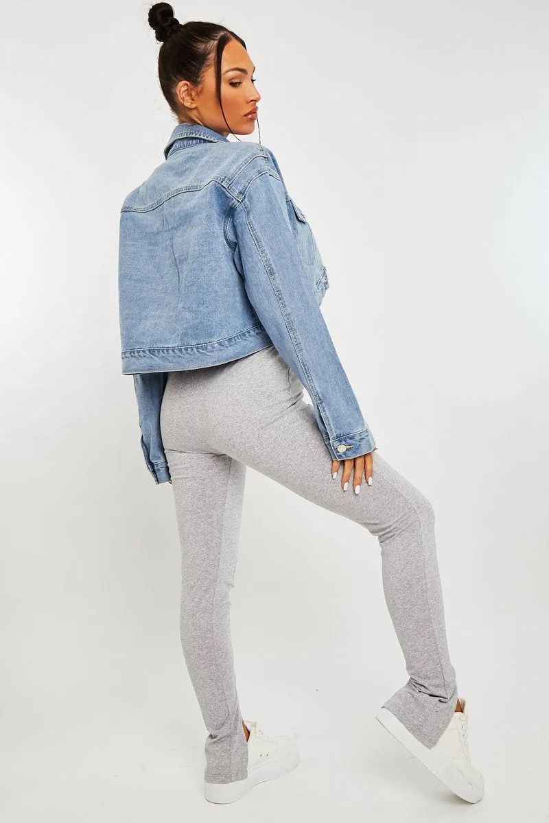 Grey Front Split Leggings - Polly