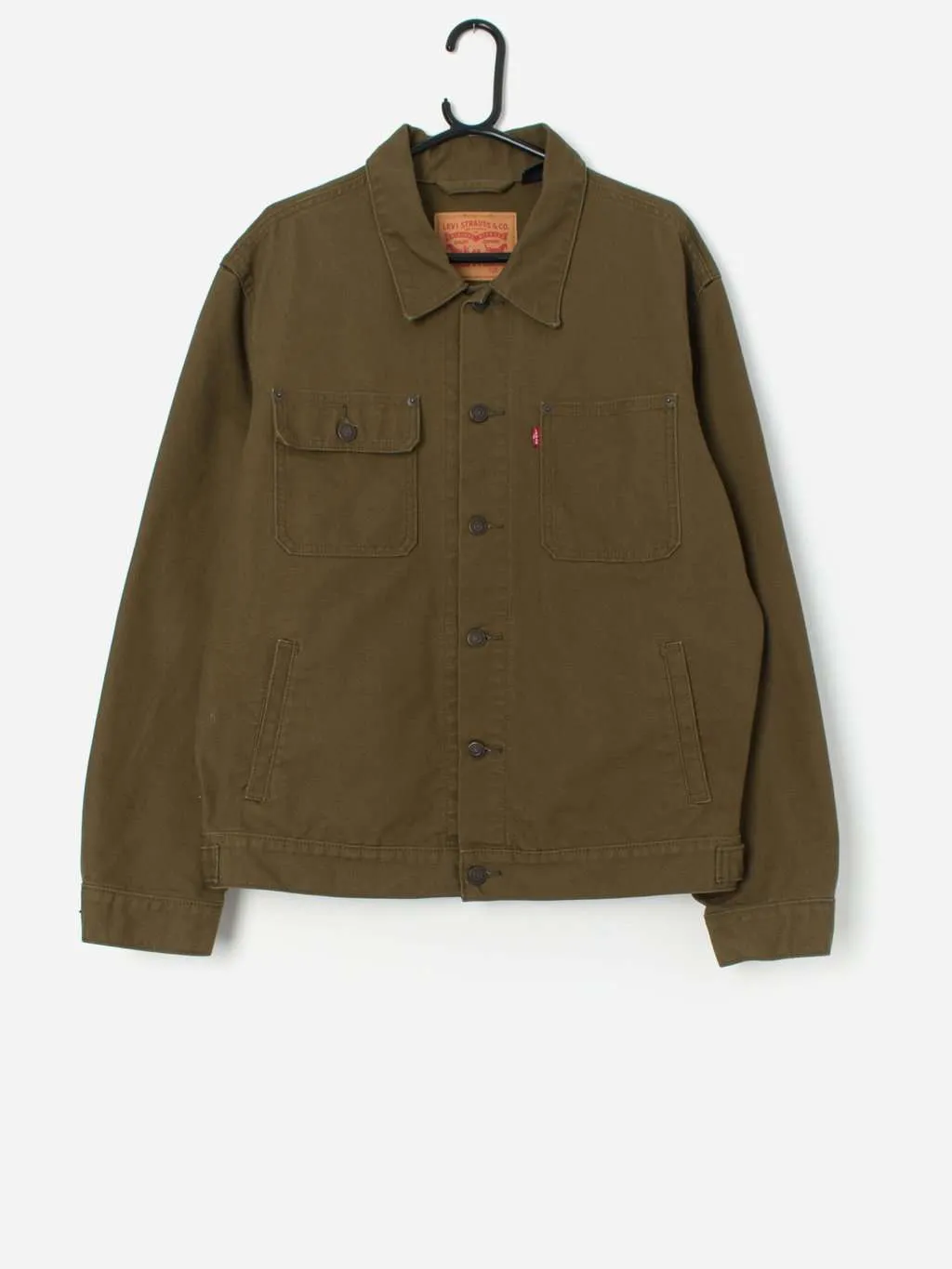 Levis denim engineer jacket in khaki green – Large