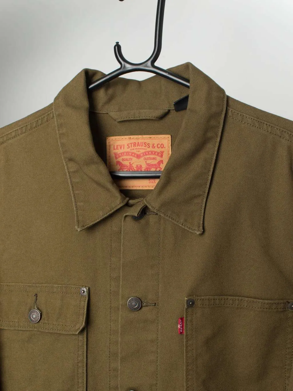 Levis denim engineer jacket in khaki green – Large