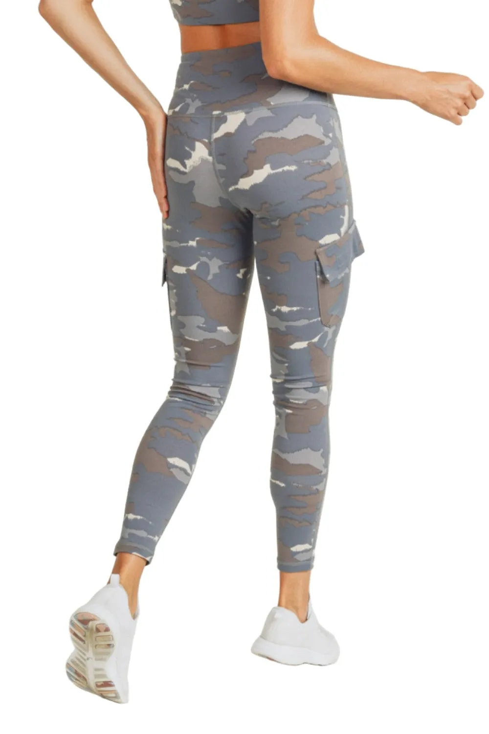 Mono B Blue Tundra Camo Cargo Hybrid High-Waisted Leggings APH2988 and Plus