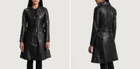 Moonlight Black Leather Trench Coat