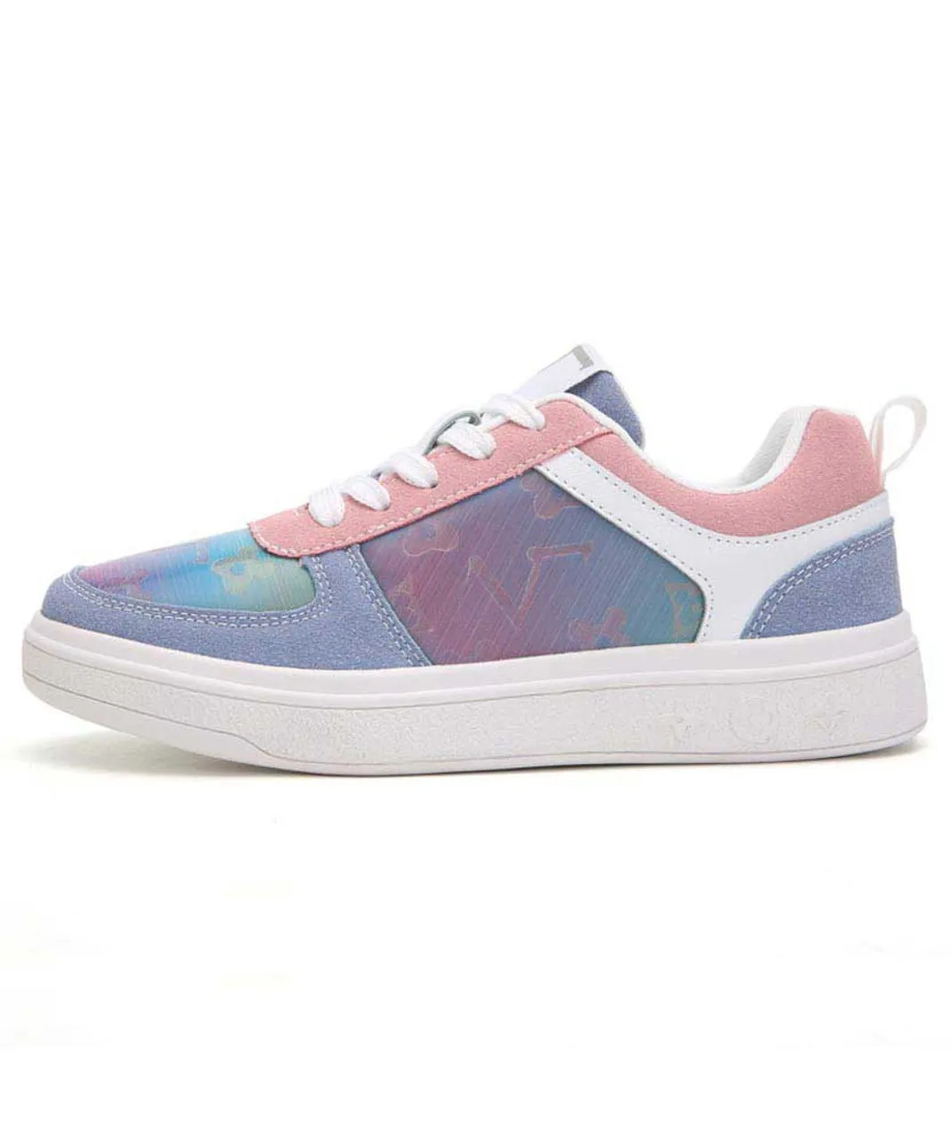 Multi color pattern vamp lace up shoe sneaker