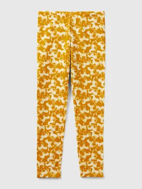 Mustard leggings with horse print - Mustard | Benetton