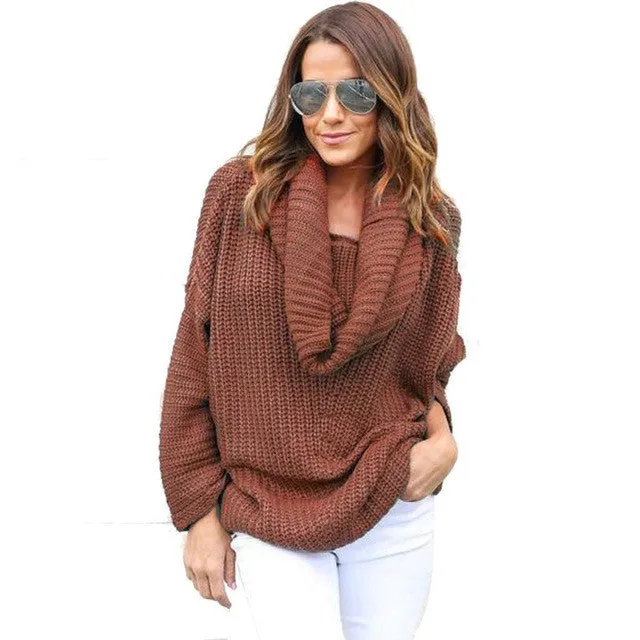 New Fashion Women Sweater Full Sleeve Casual Loose Off Shoulder Oversize Sweaters And Pollovers Women Pullover Bow Collar GS