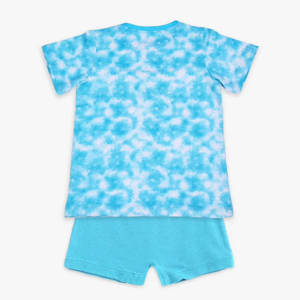 Short Sleeve Top & Shorts Set - Tie-Dye Blue - 1-2 years