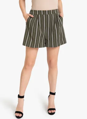 Striped Pleated Shorts