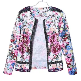 Trench Coat For Women Floral Long Sleeve Retro Ethnic Coat Autumn Cardigans Veste Femme Campera Mujer#A120 SM6