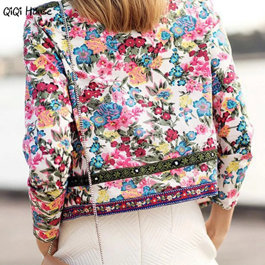 Trench Coat For Women Floral Long Sleeve Retro Ethnic Coat Autumn Cardigans Veste Femme Campera Mujer#A120 SM6